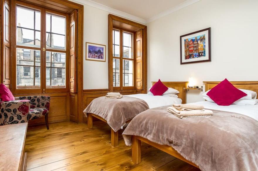 Overlooks historic Royal Mile , 166 High Street, Old Town. City Centre