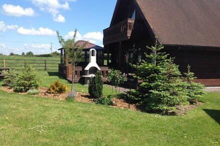 Scandinavian chalet with hot tub in rural North Dorset. Spectacular views.