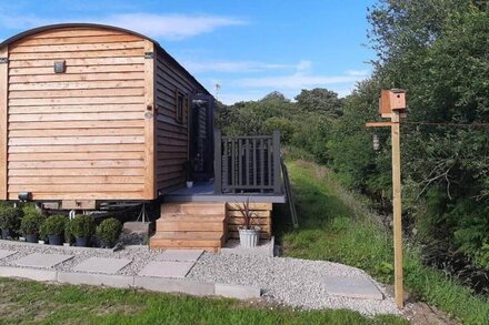 Luxury Shepherds Hut with Spa Hot Tub on Anglesey