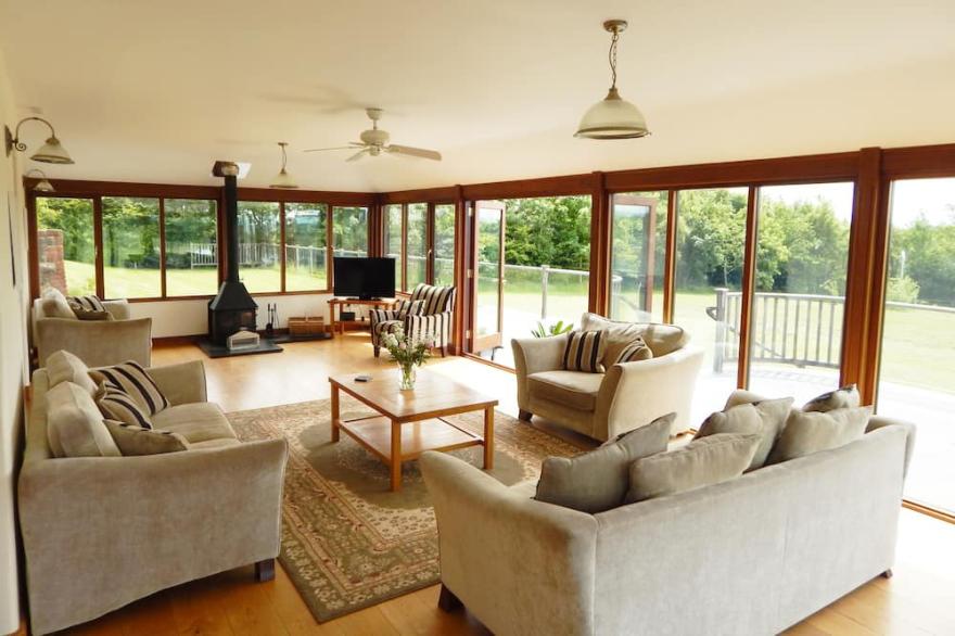 Converted barn on a small peaceful rural resort with stunning views and fishing