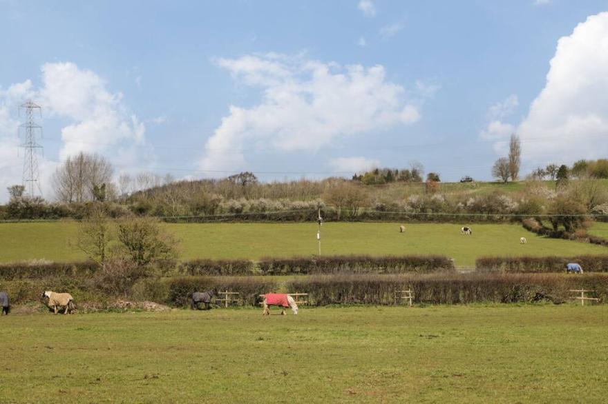 HONEYSUCKLE HUT, MYRTLE FARM, romantic, with hot tub in Warmley