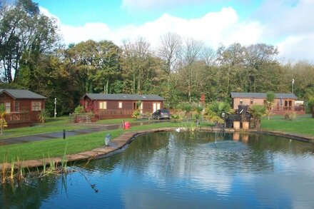 Wooden Lodge in Tranquil Surroundings with Modern Amenities & outdoor Decking