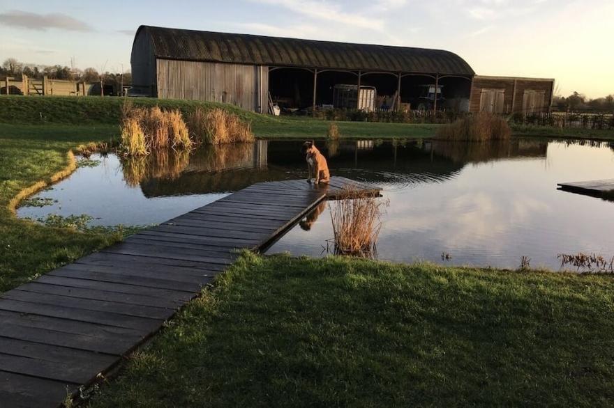 Romantic, quirky farm loft conversion with beautiful  natural swimming pool