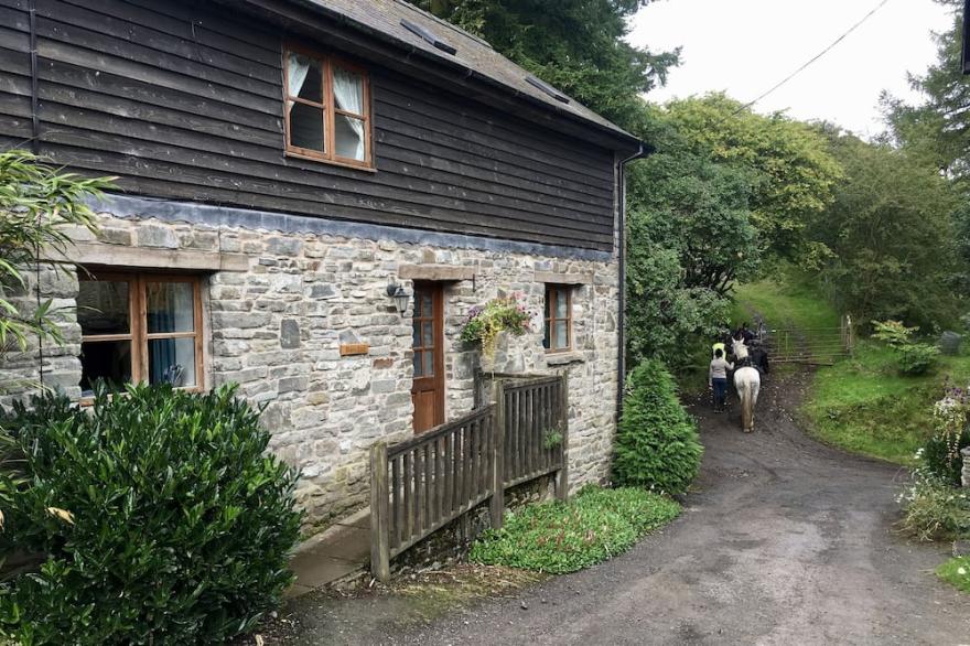 Stone Barn conversion on old traditional hill farm with wood-fired hot tub