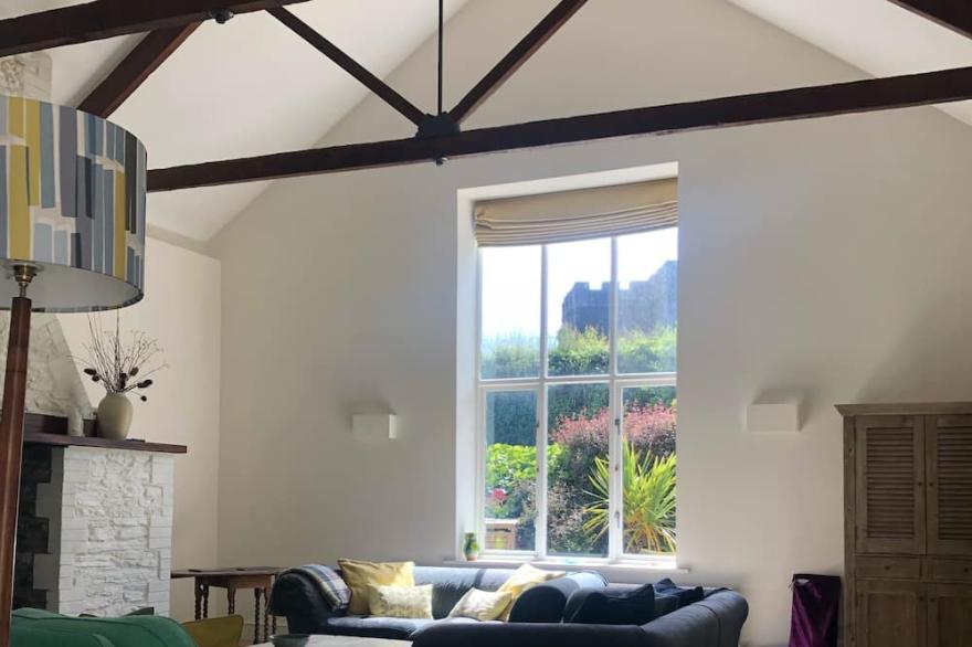 Stylish holiday barn by beaches and coast, above Salcombe estuary