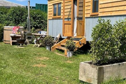 Luxury Shepherds Hut, hot tub & panoramic views