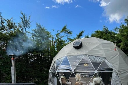 Romantic Geo Dome Home With log Fired hot tub