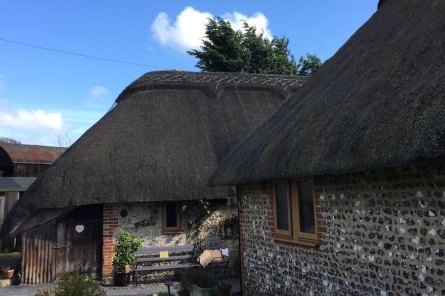 18 Century Thatched Cottage tucked away secluded garden near Goodwood Racecourse